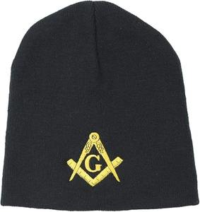Black Masonic Winter Beanie Warm Knit Free Mason <b>Hat</b> Ski Cap Freemason Gift Fit type Stretch - Product Image 1