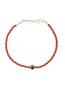 Minimal <b>Red</b> <b>Beaded</b> Evil Eye Anklet for Women Adjustable Chain Daily Wear Jewelry, Stylish <b>Red</b> <b>Beaded</b> Anklet with Evil Eye Charm - Product Image 4