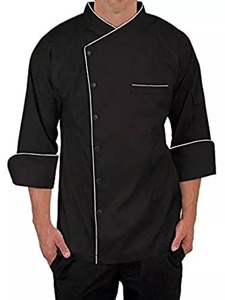 Abrigo de chef para hombre, chaqueta de manga larga con diseño de tubería, uniforme de trabajo de cocina, abrigo de chef profesional, abrigo de chef con bolsillos - Product Image 2