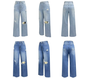 Pantalones Vaqueros de Mujer OEM 2024, Ropa Casual, Pantalones Anchos de Cintura Alta para Mujer, Pantalones Vaqueros de Mezclilla de Alta Calidad - Product Image 6