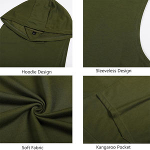 เสื้อฮู้ดแขนกุดแบบสวมหัวสำหรับผู้ชายเสื้อมีฮู้ดผ้าโพลีเอสเตอร์แห้งเร็วออกแบบได้ตามต้องการสำหรับยิมของผู้ชาย - Product Image 5