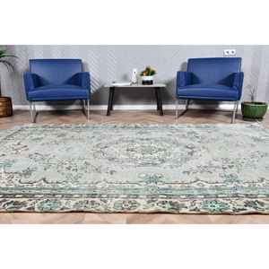 Alfombra Turca Vintage, Alfombra Grande de 5.9x9.2 pies (179x280 cm), Alfombra Azul de Lana del Suroeste - Product Image 1