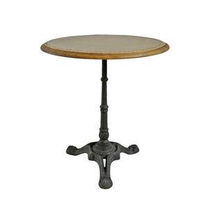 Table basse de bistrot ronde de style vintage en gros avec base en fonte et plateau en bois de chêne, parfaite pour les cafés et les restaurants à bon prix - Product Image 1