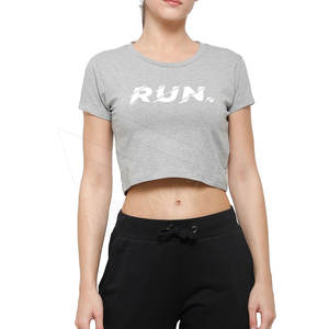 Diseñadores de manga corta Crop tops Camisetas Mujeres Transpirable Cropped Tees Camisetas 100% Algodón Mujer Camiseta Con Logo - Product Image 1