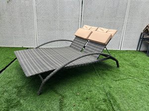 เก้าอี้อาบแดดแบบเดี่ยวและสองที่นั่งสไตล์หวายเฟอร์นิเจอร์กลางแจ้งลานสวนเตียงอาบแดด - Product Image 3