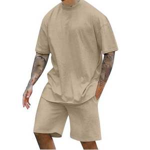 Ensemble T-shirt et short décontracté pour homme en coton 100% lourd pour l'été - Impression et couleurs personnalisables - Product Image 1