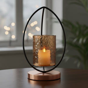 Portavelas de aluminio elegante para el hogar de Navidad y decoración de mesa hecho a mano ecológico - Product Image 2