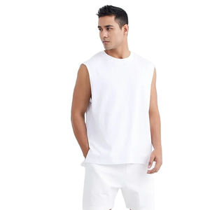 Débardeurs en coton pour homme T-shirt sans manches de course Fitness personnalisé Sport Gym Workout Débardeur pour homme - Product Image 1