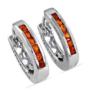 Boucles d'oreilles créoles en argent avec pierre précieuse orange pour femmes - Product Image 1