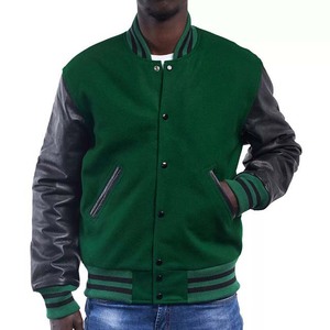 Varsity <b>Jacket</b> Men's Wool Letterman Real Leather Solid Color Embroidery Logo <b>Patches</b> and Labels Baseball College <b>Jackets</b> for Men - Product Image 5