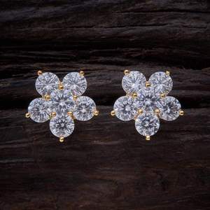 Zircon <b>Earring</b> 126311 Gold-Plated Brass Copper Stud Geometric Flower Tassel Designs for Wedding Religious Featuring <b>Opal</b> Diamond - Product Image 1