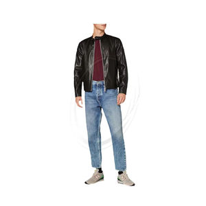 Veste en cuir grande taille Eco à fermeture éclair intégrale pour hommes fabriquée à partir de matériaux de haute qualité personnalisés - Product Image 1