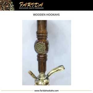 Farida Hookahs Hand Carved Luxury Decorative Rose Wood Shisha Hookahs Mini Egyptian Smoking Design Glass Vase Brass/Mother Pearl - Product Image 4