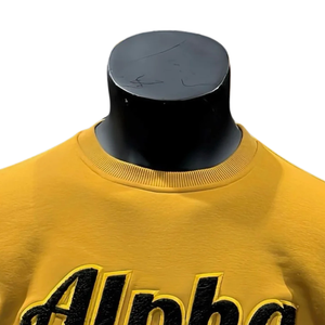 <b>Gold</b> Alpha Year Sleeve Sweatshirt Custom Greek Apparel Chenille Embroidery Fraternity Clothing Wholesale Crewneck Design - Product Image 4