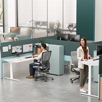 Cadre de bureau assis-debout électrique à double moteur pour télétravail, avec réglage électrique des pieds et préréglages de mémoire, station de travail