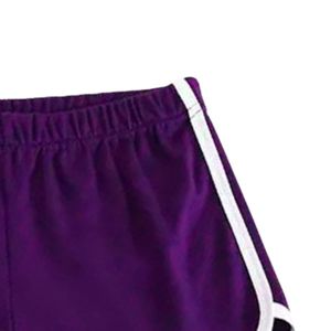Purple Women Sports Fitness Running <b>Shorts</b> With White Piping Soft Stretch Fabric Comfortable Activewear Gym Training Bottoms - Product Image 3