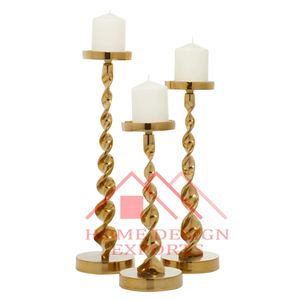 Silver Finished Handmade Set of 3 Size Metal Candle Stand for Home and Wedding <b>Decor</b> - Product Image 5