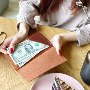 Carteras de chequera de cuero genuino, tarjetero, monederos hechos en Pakistán, escotilla cruzada - Product Image 1