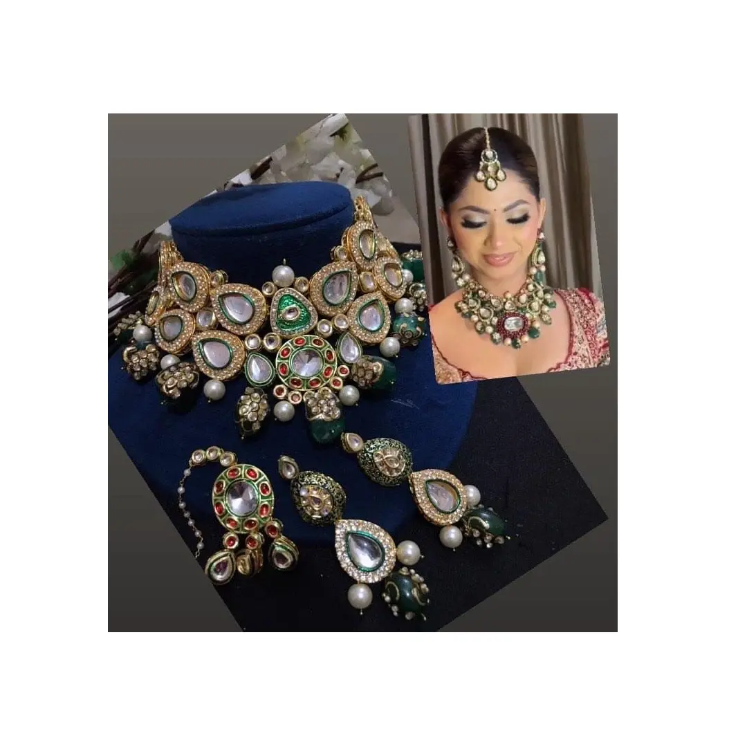 Perhiasan kristal India Set Anting Kalung pakaian hari pernikahan wanita Tersedia dengan harga terjangkau dari India