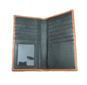 Portefeuille long vintage bohème en cuir de vachette pour homme, gravé à la main avec perles, protection RFID, fermeture à bouton-pression, logo, pour printemps-hiver - Product Image 2