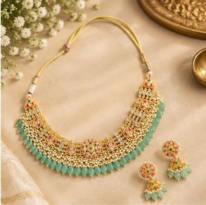 Conjunto de Collar y Pendientes TISHYA DIAMOND, Chapado en Oro, Aleación de Cobre, Joyería de Boda para Mujer, Diseño Floral, Corte Brillante - Product Image 1