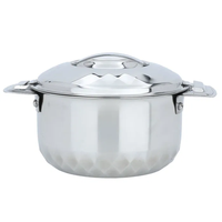 Casserole martelée en acier inoxydable bol chauffe-plats en argent avec couvercle et poignées pour servir des aliments élégants