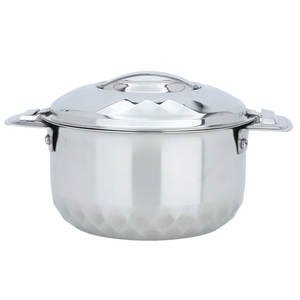 Cazuela martillada de acero inoxidable, tazón calentador de alimentos plateado con tapa y asas para servir comida elegante - Product Image 4