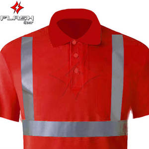 Camiseta Polo de Trabajo Impermeable de Alta Visibilidad para Hombre, ANSI Clase 1, con Franjas Reflectantes de Seguridad, Logotipo Personalizado, Manga Corta para Uso Industrial - Product Image 2