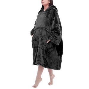 Sweat-shirt à capuche douillet et chaud pour femme, doublé, à manches bouffantes, surdimensionné, portable, pour dormir, personnalisé, géant, 2 pièces, long - Product Image 1