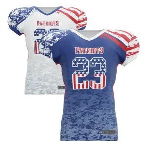 เสื้อฟุตบอลอเมริกันแบบขายส่ง ปรับแต่งได้ คุณภาพสูง พิมพ์โลโก้ได้ ออกแบบใหม่ล่าสุด เสื้อสีน้ำเงิน แห้งเร็ว สำหรับทุกเพศ - Product Image 4