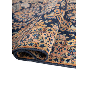 Aalam พรมขนสัตว์ผูกปมลายดอกไม้สีฟ้า Pae-6451สำหรับใช้ในบ้านจากพรมในเมืองชัยปุระ - Product Image 2