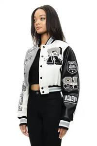 Chaquetas universitarias Letterman de manga larga con logotipo personalizado de cuero bordado de alta calidad de fabricante para hombre, chaquetas universitarias - Product Image 3