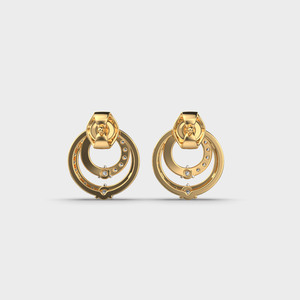 Boucles d'oreilles clous personnalisées en or massif 9 carats (jaune/blanc/rose) avec diamants de laboratoire en cercle ouvert, certifiées IGI – Cadeau idéal pour anniversaire ou fête - Product Image 4