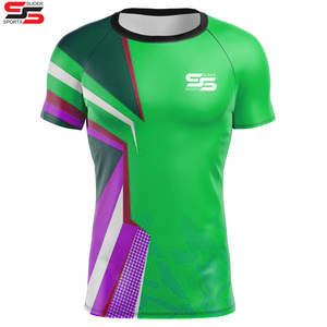 Los hombres personalizan su propio logotipo sublimado de manga corta Rash Guard transpirable Rash Guard ropa de entrenamiento precio barato - Product Image 5