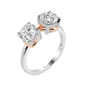 แหวนหมั้นทรงเจ้าหญิงและทรงลูกแพร์เคลือบโรเดียมสองสีจาก Jeulia - Product Image 2
