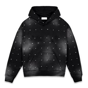 Premium Quality Winter <b>Men's</b> Rhinestone Hoodies with Zipper Waterproof 100% Cotton OEM Service - Product Image 6