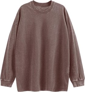 Sudadera de cuello redondo de algodón lavado ácido de gran tamaño Vintage, ropa de calle holgada de manga larga, Top para hombres, uso de verano e invierno - Product Image 1