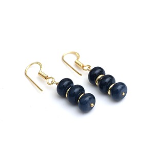Boucles d'oreilles pendantes saphir-Design plaqué or fait à la main avec des perles d'espacement, bijoux élégants en pierres précieuses bleues pour femmes - Product Image 5