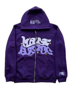 2025 new desgin Streetwear 400Gsm <b>Zip</b> <b>up</b> <b>Jacket</b> Hoodie Distressed Patch Logo Sunfaded Hoodie - Product Image 2