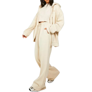 Ensemble de survêtement polaire 100 % coton pour homme, pull à capuche oversize et pantalon large deux pièces, collection hiver 2026 - Product Image 1