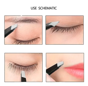 Juego de pinzas para cejas de acero inoxidable profesional, 4 Uds., inclinado, gran precisión, depilación Facial encarnada, bolsa de uso de belleza - Product Image 4