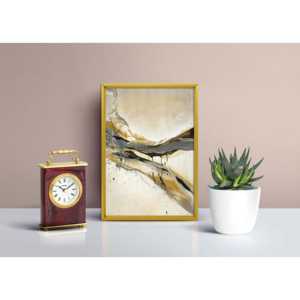 Cadre d'affichage moderne en aluminium doré pour affiches 21x29,7cm DIN A4, pour photos et tableaux, décoration intérieure, disponible en tailles 30x40, 50x70, 70x100 - Product Image 1