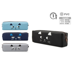 Custodia rettangolare in PVC con 1 cerniera Design gatto supporto stazionario - Product Image 1