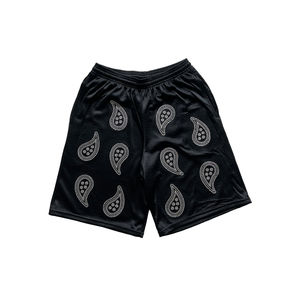 Haute qualité 2025 sérigraphié lavage à l'acide hommes Joggers Shorts soleil délavé strass taille moyenne cordon hommes Shorts - Product Image 1