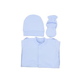 Conjunto de mameluco de bebé azul de lujo moderno personalizado de manga larga 100% tela de punto de algodón para Primavera al por mayor para bebés - Product Image 2