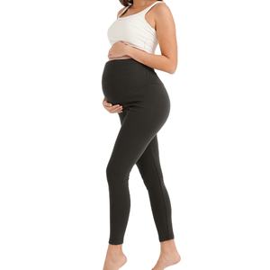 Leggings de yoga respirants sans couture de haute qualité pantalon de maternité en Spandex et polaire coupe ajustée pour les femmes enceintes-été hiver - Product Image 1
