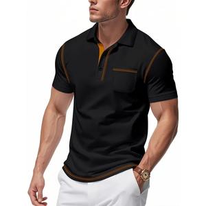 Camiseta de manga corta de poliéster/algodón de secado rápido con estampado de color sólido para hombre - Product Image 2