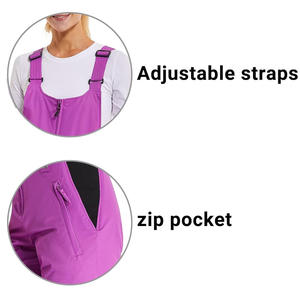 Ropa de esquí de invierno personalizable para mujer, pantalones con pechera transpirables impermeables, Impresión de logotipo de Etiqueta Privada, cremallera a prueba de viento calentada - Product Image 3