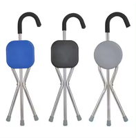 Canne de marche pliante triangulaire avec siège et accessoires de rééducation