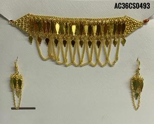 Conjunto de joyas de estilo clásico, conjunto Chik con pendientes, conjuntos de joyas árabes chapados en oro para mujeres y diseño de bebés - Product Image 1